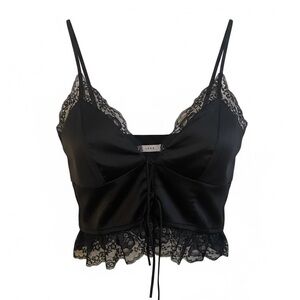 Y2K style LUSH Coquette black silk crop top size small